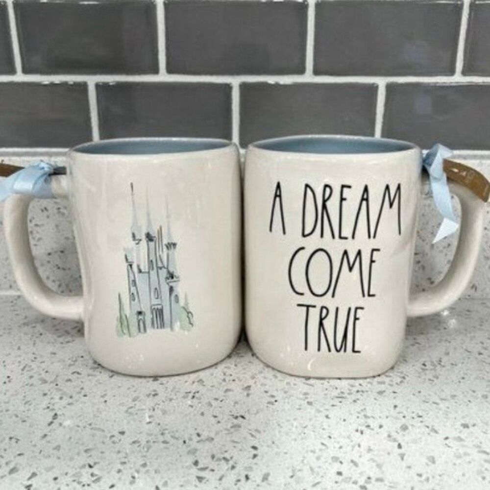 NWT Rae Dunn A DREAM COME TRUE CASTLE MUG Disney's Cinderella double sided mug